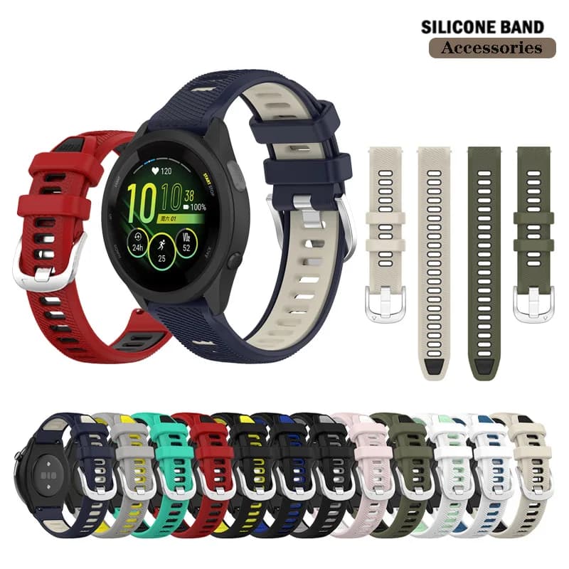 Cinturino in silicone da 18 mm per Garmin Forerunner 255S 265S / Venu 3s / Vivoactive 4s / Active S / vivomove 3s / move3S