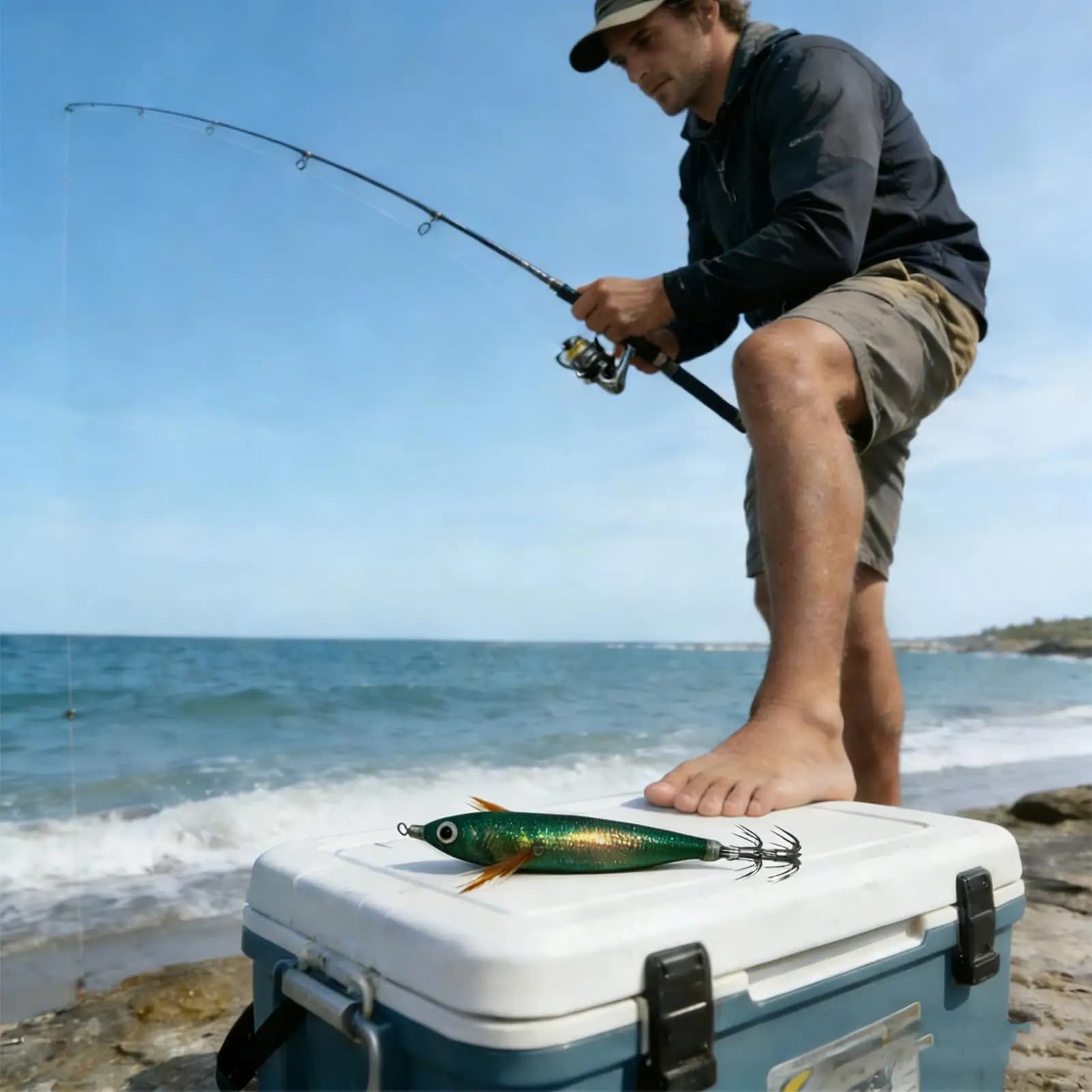 Esche artificiali da pesca in acqua salata da 12 cm, luminose, con amo e perline sonore, per la pesca a traina di spigole, trote e pesci gatto in acqua dolce.
