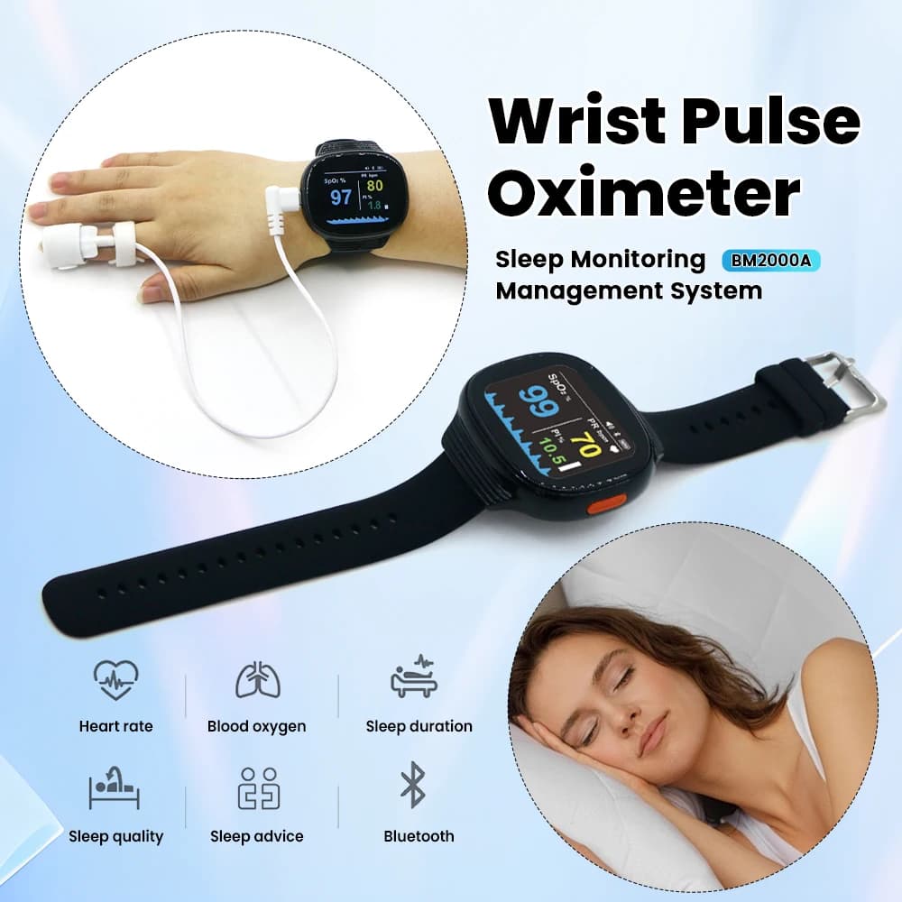 Monitor per Apnea Notturna e Monitoraggio dell'Ipossia PR SpO2 Supporto BT 4.0 BM2000A con App