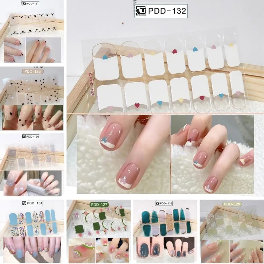 Adesivi per unghie in Gel Semi polimerizzato copertura completa 14 strisce strisce di smalto per unghie in Gel adesivi floreali per unghie fai da te Nail Art Making