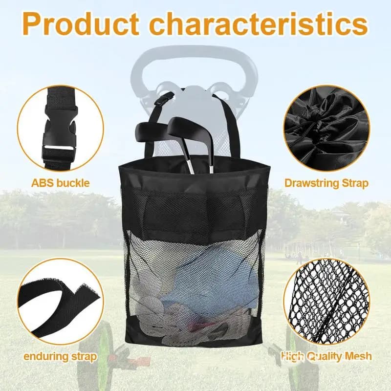 Borsa per carrello da golf Borse portaoggetti da golf leggere in rete per uomo Borsa da golf traspirante con chiusura Push Cart Borsa a rete in rete per uomo donna