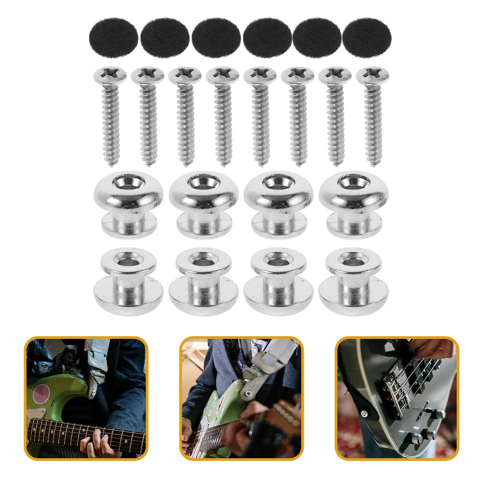 Set di 30 Perni Metallici Anti-Sgancio per Tracolla Chitarra, Ricambio per Chitarra Elettrica, Acustica, Basso e Ukulele