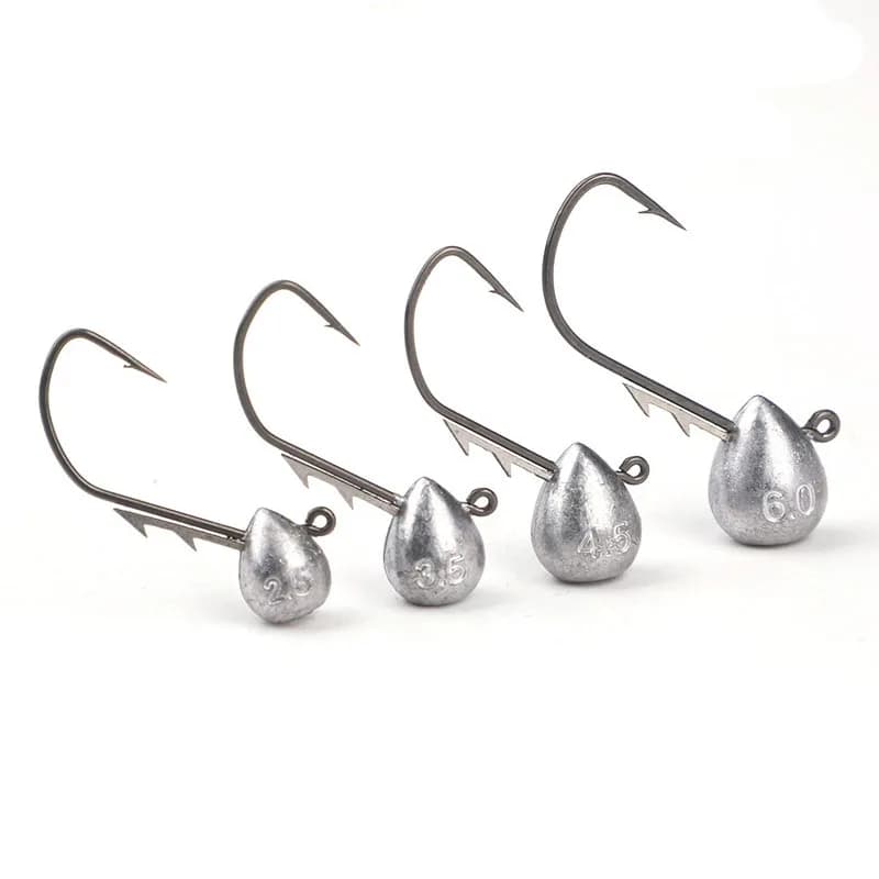 5 pz Jig Testa Gancio 2.5g/3.5g/4.5g/6g Rockfish Testa Esposta Gancio Spinato Gancio Trota Verme Morbido Richiamo Jig amo da pesca