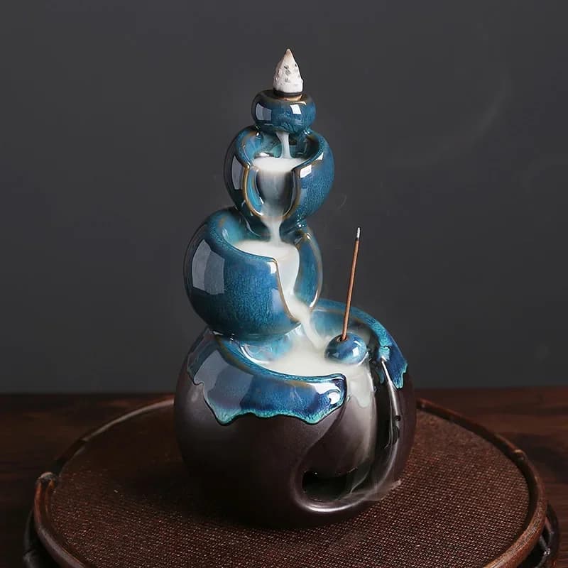 Artigianato in ceramica fatto a mano ornamenti per la casa cascata riflusso bruciatore di incenso supporto per bastoncini di incenso incensiere di argilla viola-senza incenso