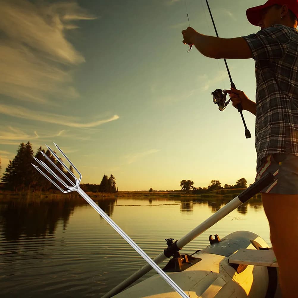 Fiocina da pesca a 7 punte in acciaio inossidabile con ardiglioni per la pesca all'aperto, il recupero di pesci, la pesca in acqua salata e la caccia, strumento portatile