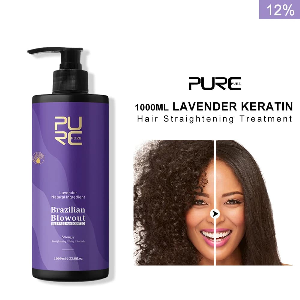 PURC Lavender 12% Smoothing treatment with Brazilian keratin Curly Hair Straightening Cream Legitimate products for salons