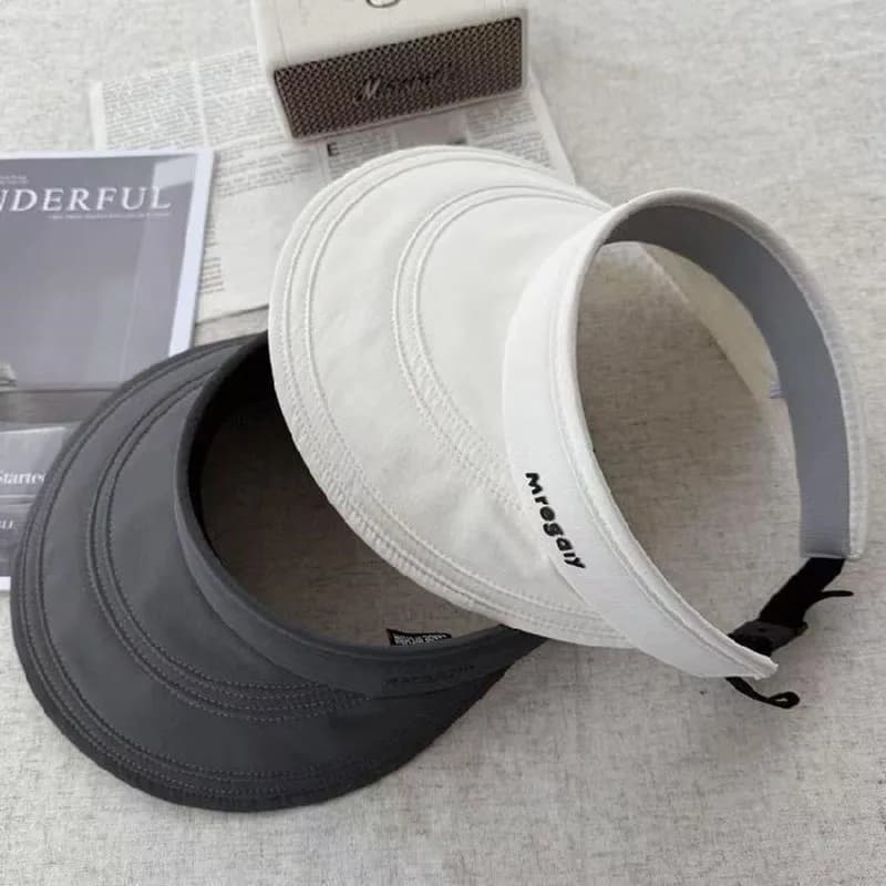 Cappello Estivo a Tesa Larga Senza Calotta, Protezione UV, Tinta Unita, Pieghevole e Traspirante