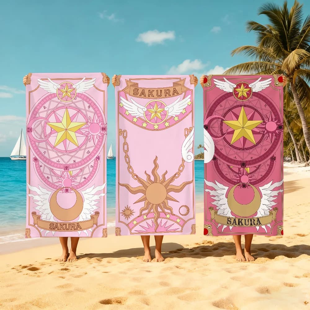 C-cardcaptor Cute S-sakura Asciugamano da spiaggia ad asciugatura rapida, morbido, da piscina, regalo per viaggi, palestra, doccia, campeggio, sport