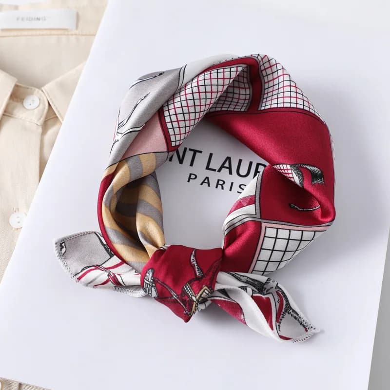 50X50CM Sciarpa quadrata da donna Stampa cavallo Sciarpe al collo per capelli per donna Fazzoletto in twill imitazione seta Foulard Sciarpe e involucri