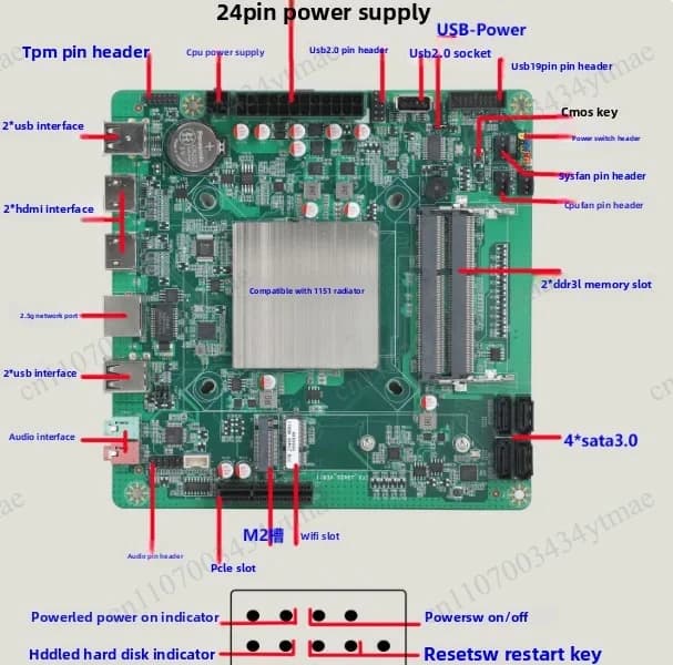 N100 Storage Server NAS Mainboard 2*2.5G i226-V LAN Dual M.2 NVMe PCIe 3.0 Expansion Slot Network Storage Motherboard