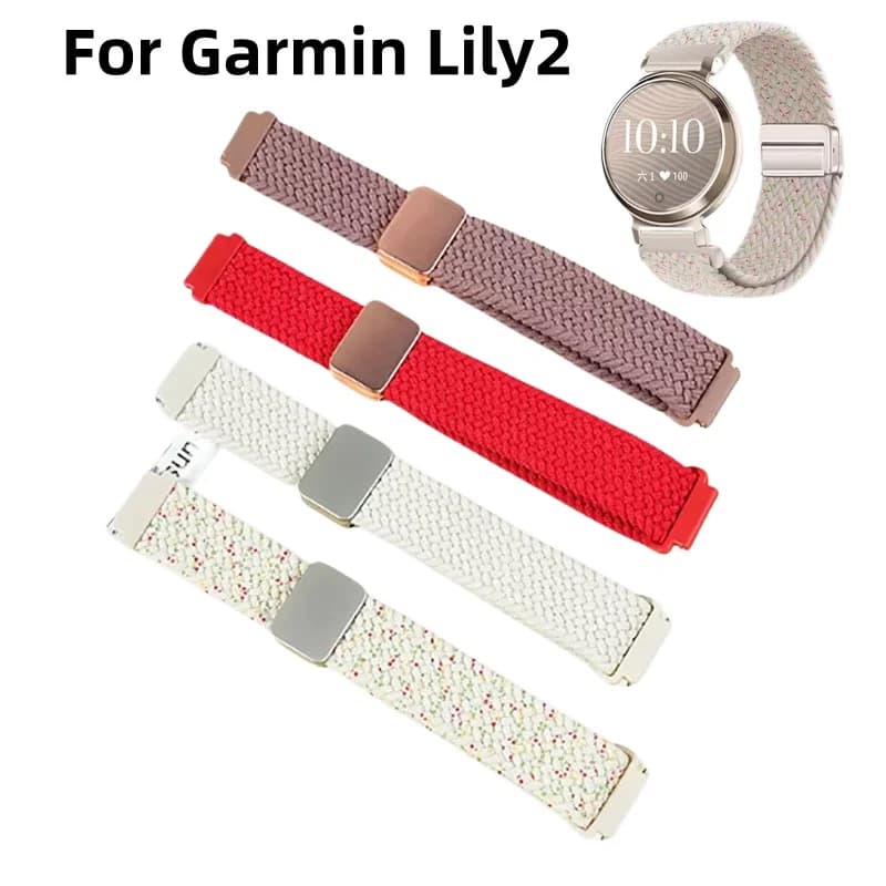 Nuovo Cinturino in Nylon Elastico per Orologio GARMIN Lily2 da Donna, Bracciale Intrecciato Impermeabile per Ragazze, 14mm