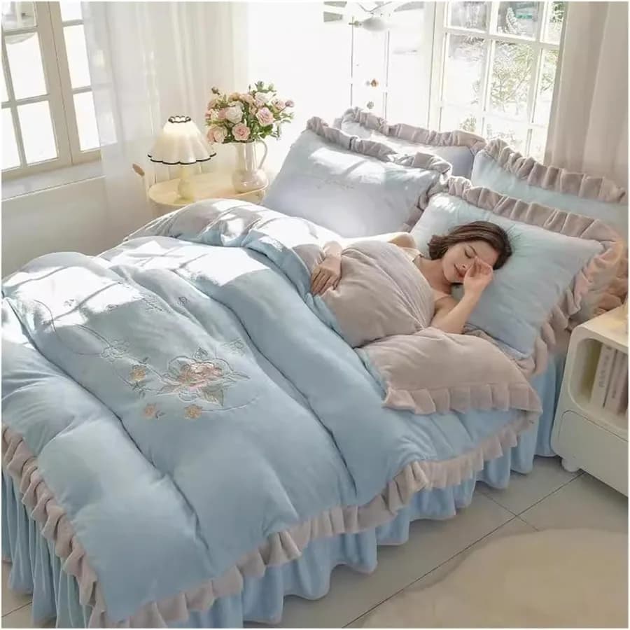 Set copripiumino invernale grigio scuro caldo e accogliente con lenzuolo con piumino e federe per letto da 1,5 m, antistatico, super morbido, 4 pezzi