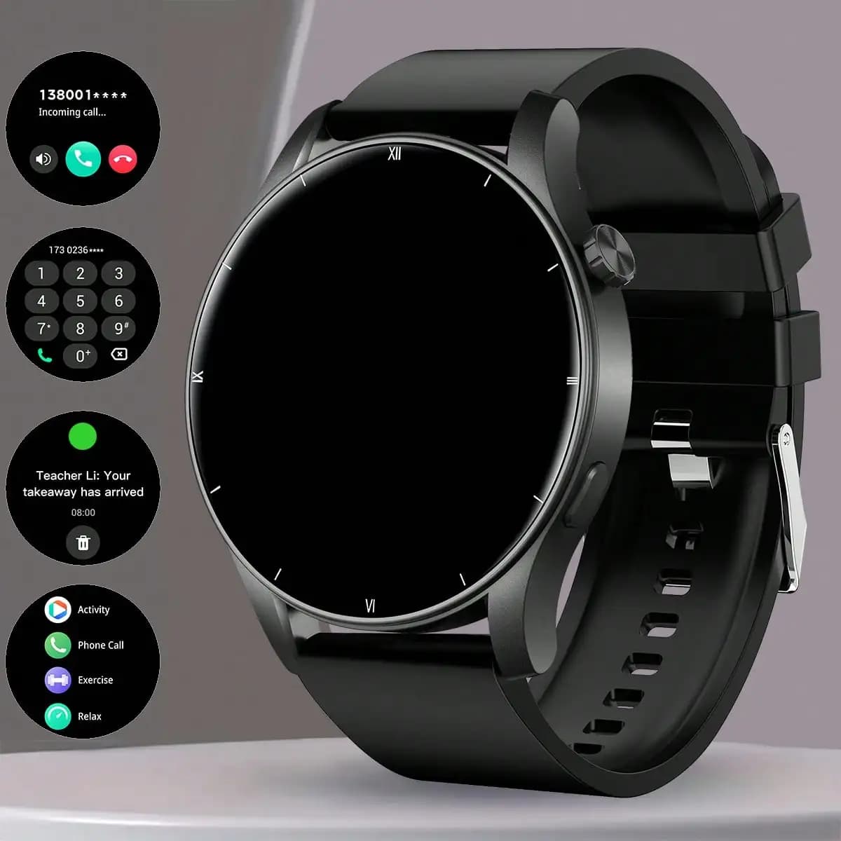 1.39 Inch Unisex Smart Watch 3D Custom Screen Call Message Reminder Pedometer Multi Sports Modes Voice Assistant Music Control