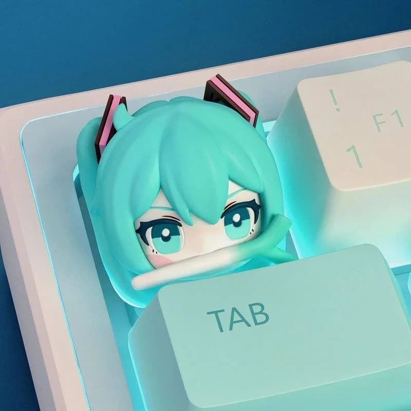 Hatsune Miku Cartoon Resin Keycap 3D Stereo Custom mechanical keyboard TAB ESC Keycap Anime Peripheral