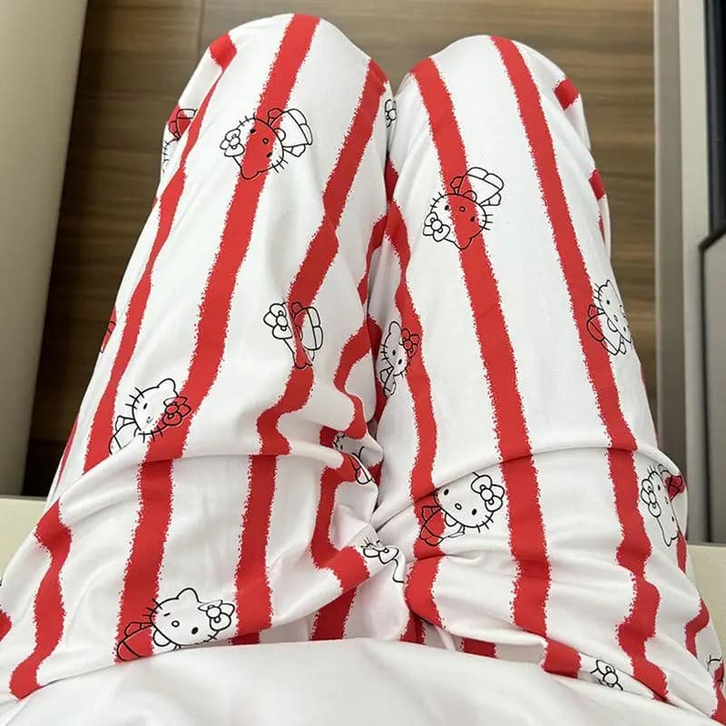 Sanrio Hello Kitty trousers, women's pajamas pants, Y2K prints, casual pants with cartoons, gifts for girls, leisure clothing and home