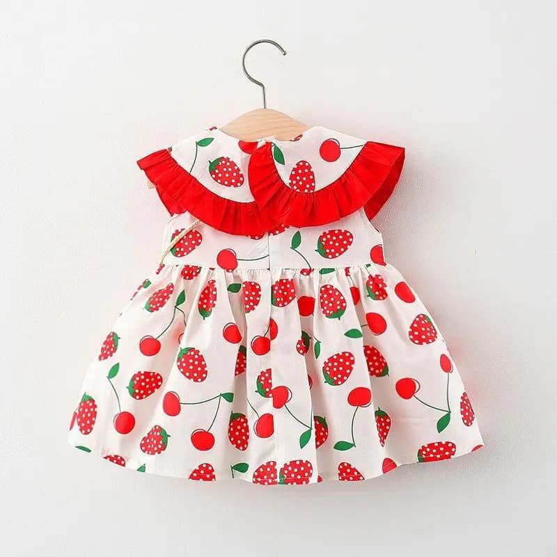 2024 Abito estivo per neonato Stampa di moda Colletto per bambola Carino principessa Beach Fiori Abiti + Borsa Bambine Cuore Plaid Abbigliamento