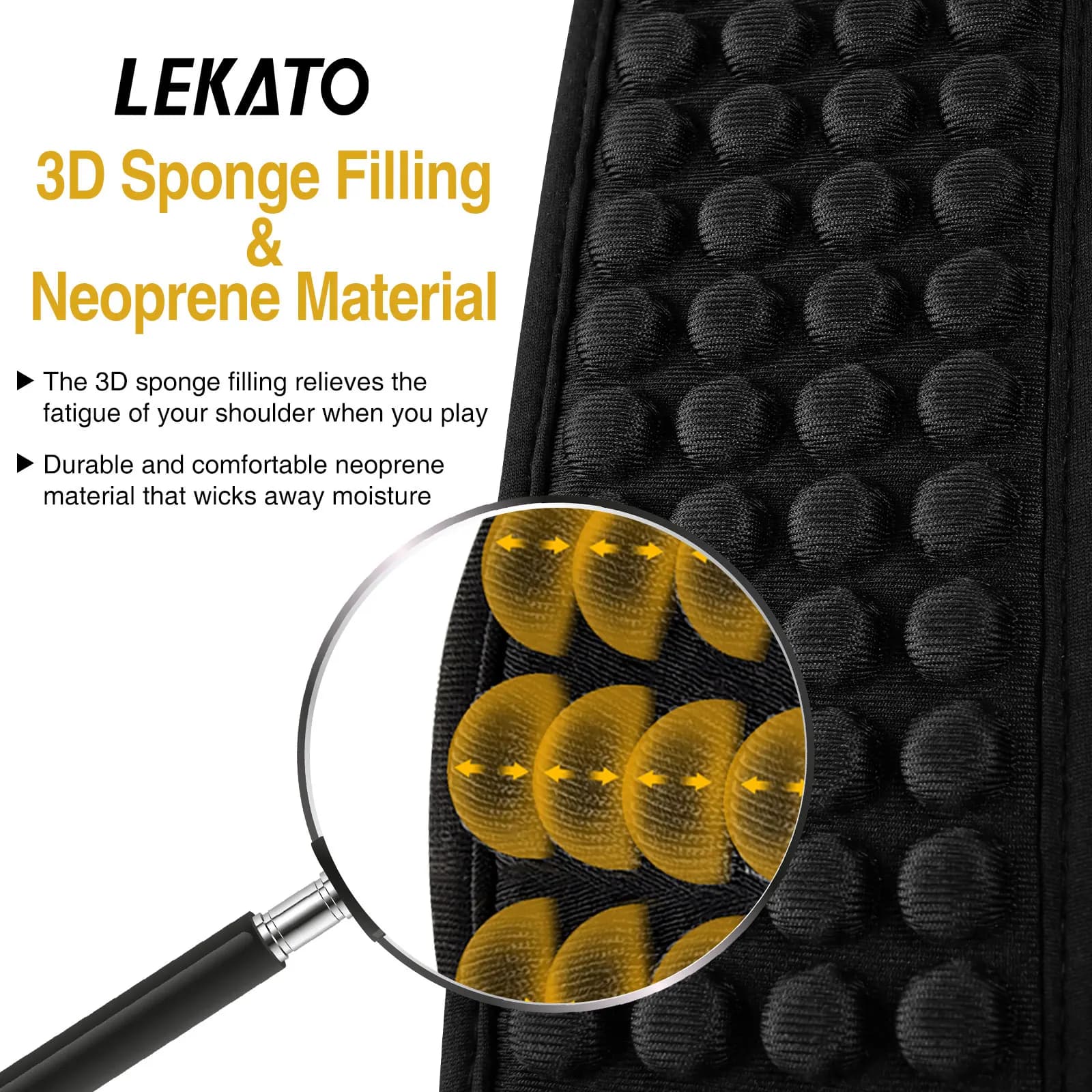 Spalla antiscivolo da 2,5" con plettro nascosto Lekato Ampio cuscinetto per tracolla per chitarra in memory foam 3D per 5+ ore di sessioni/gig
