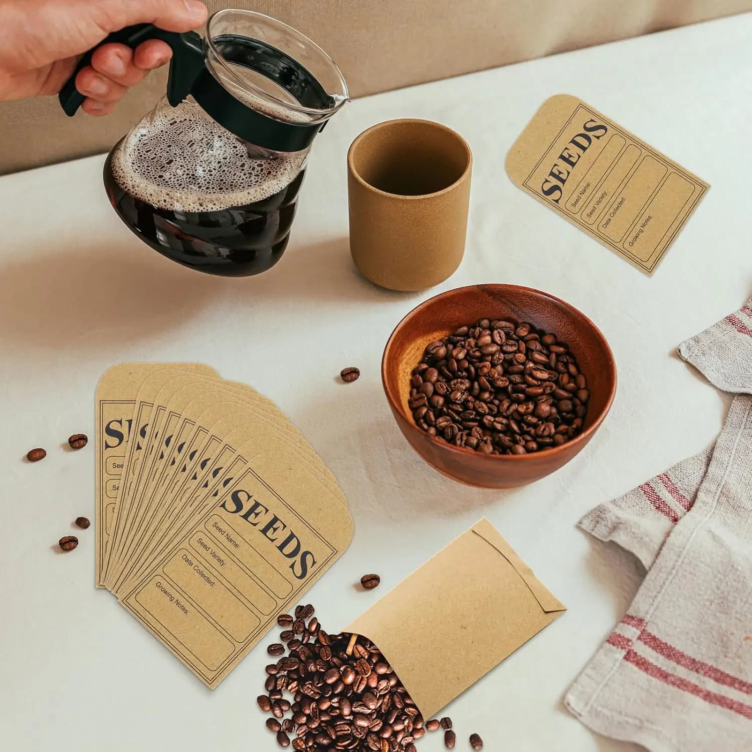 50 Small Envelopes Recruitables Kraft Paper Marrone for Seeds, Seeds for Conservation and Seed Collection