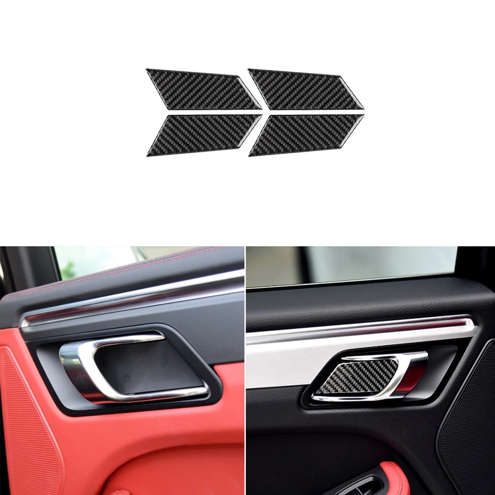 For Porsche Macan 2014-2021 Heat-resistant Protective Carbon Fiber Interior Door Handle Trim Cover Accessories Panel Stickers