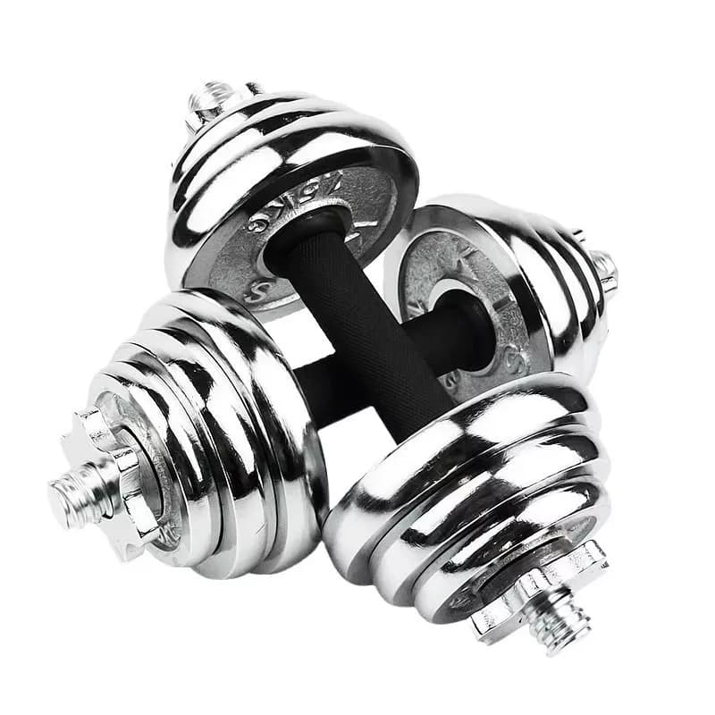 Adjustable Cast Iron Silver Dumbbell and Barbell Set Weight for Home Fitness Training Durable Professional Gear New Arrival