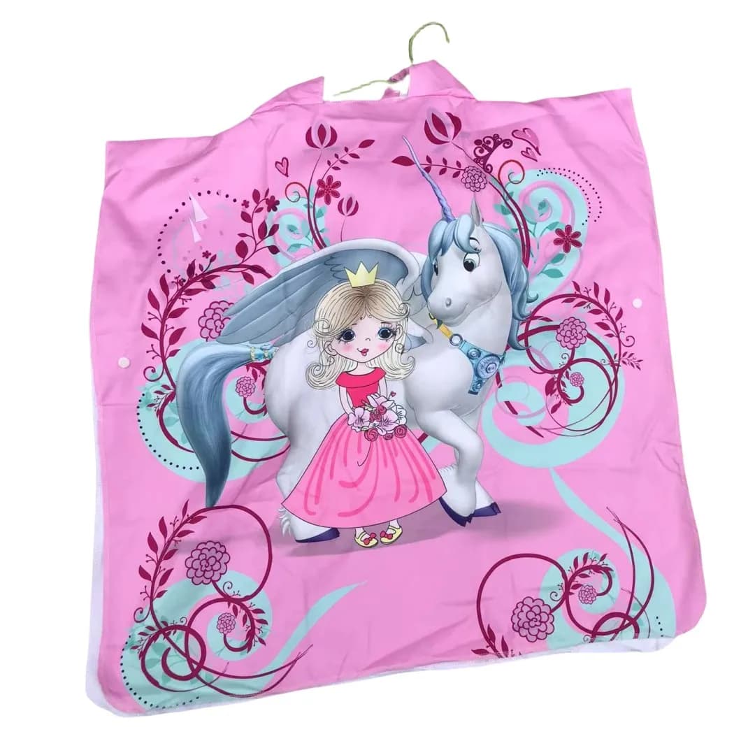 Accappatoio Colorato per Bambini - Asciugamano con Cappuccio Design Unicorno Dinosauro Principessa per Bambini 3-8 Anni 70x70cm