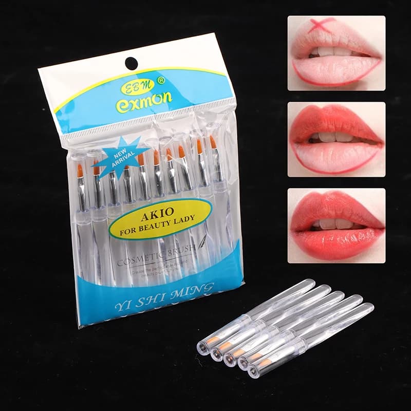Z. Brush Lip Disposable Portable 5/10 Pieces with Cover, Brush Transparent for Lip, Corrector and Lucidalabbra