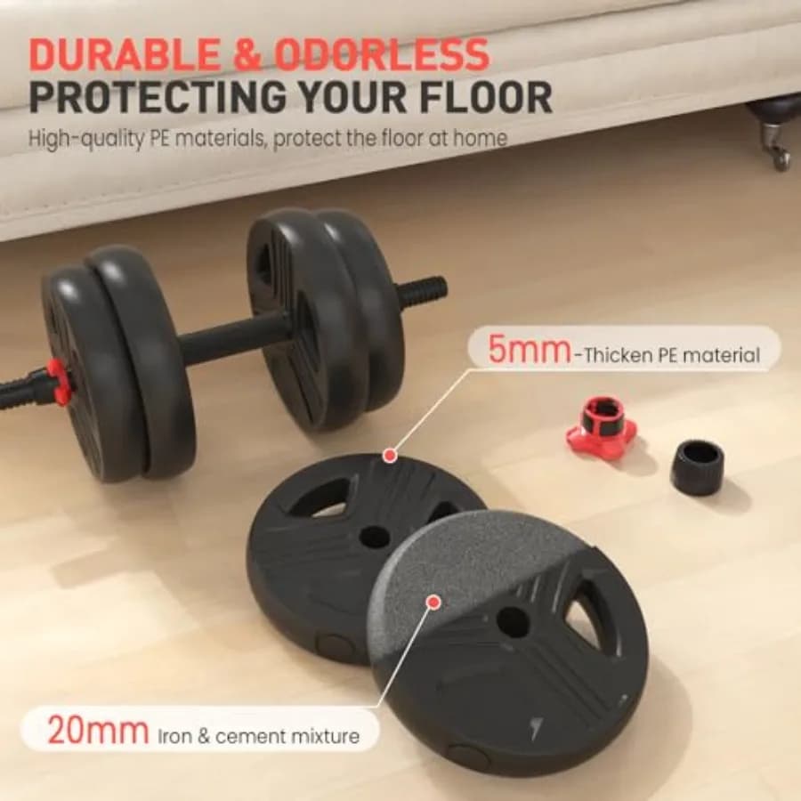 Set di manubri da 20 libbre con connettore, design 3-in-1 per allenamento con manubri, bilancieri e piastre di peso