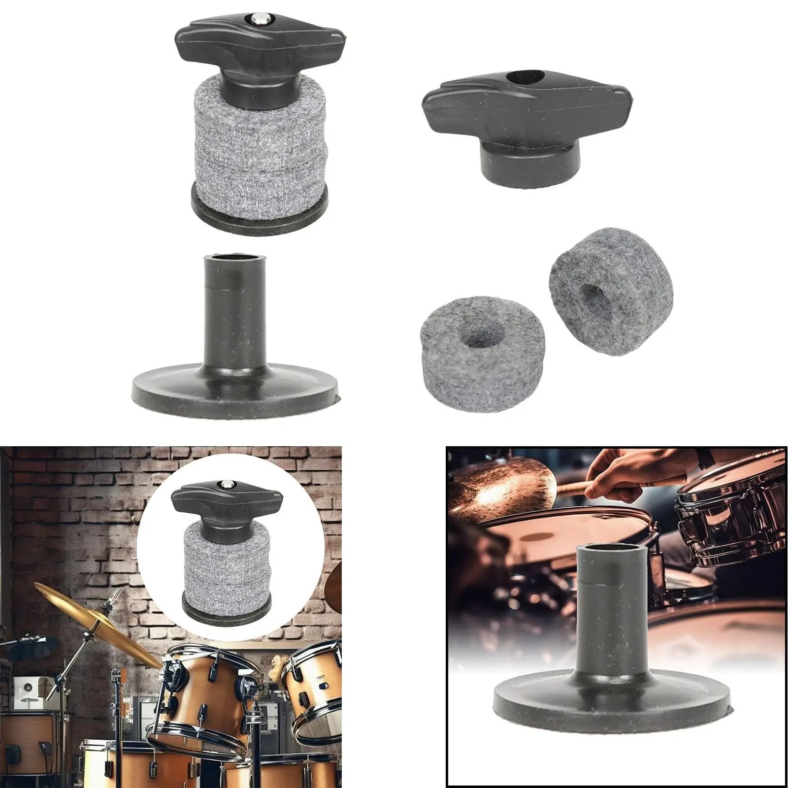 Percussion Drum Cymbal Stand Felt Pad Sleeve Washer Light Gray Black Durable Replacement Accessory for Drum Set