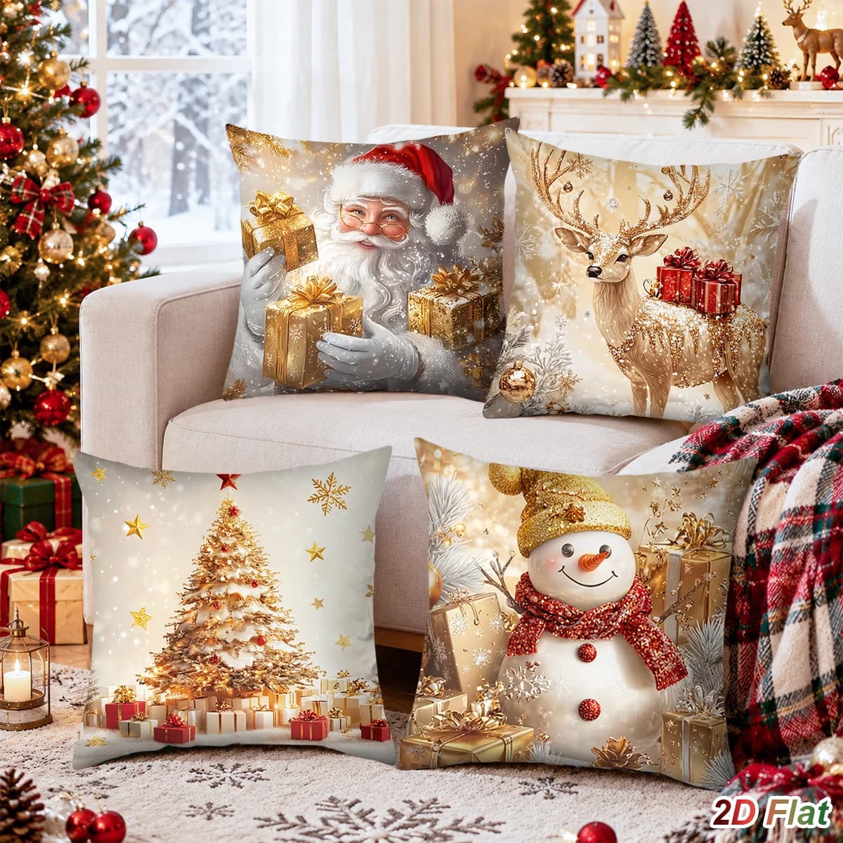 Christmas Pillow Cases Merry Christmas Decor for Home 2026 Santa Snowman Sofa Cushion Cover Navidad Natal New Year Gift 2027