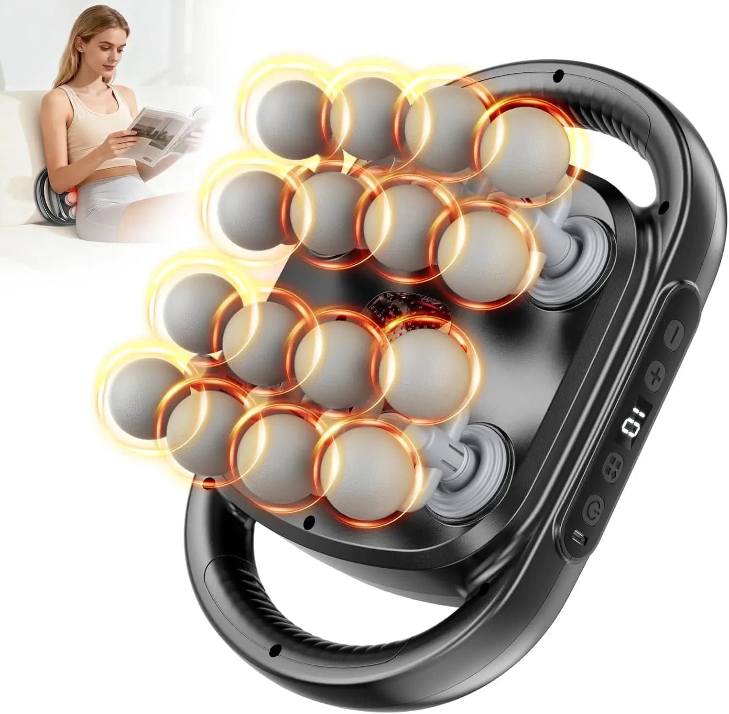 Massage Gun 16 Heads with 30 Speed Levels, Background Lift for Back/Gambe/Piedi, Portable Design