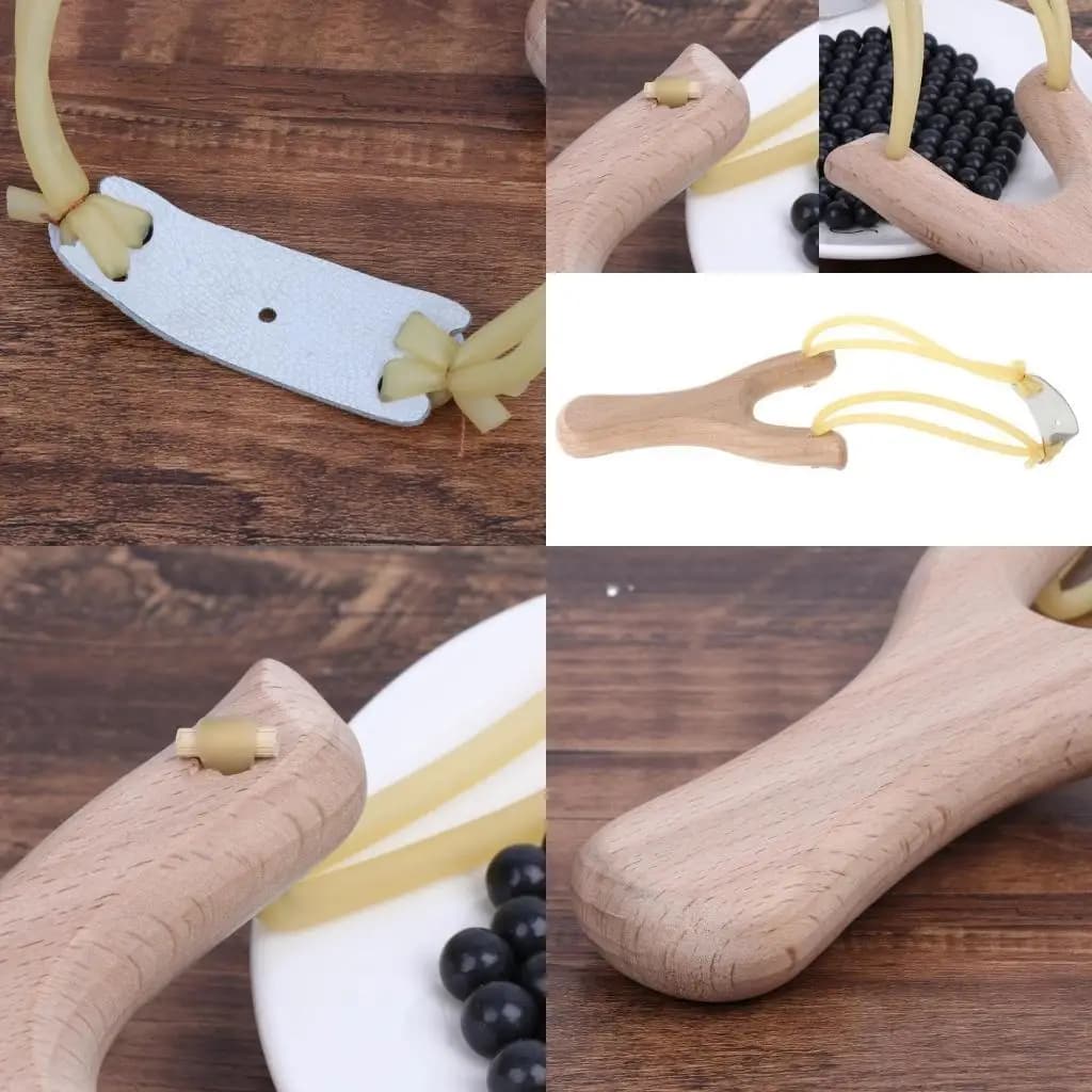 Fionda in legno naturale con catapulta per giochi sportivi da caccia all'aperto con elastico