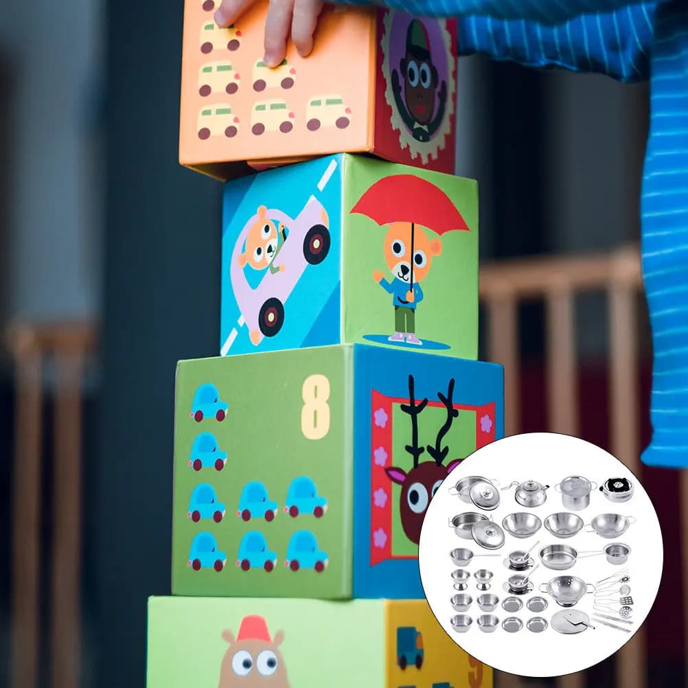 Set di 40 Utensili da Cucina per Bambini, Gioco di Ruolo Realistico, Educativo e Interattivo per lo Sviluppo dell'Intelligenza