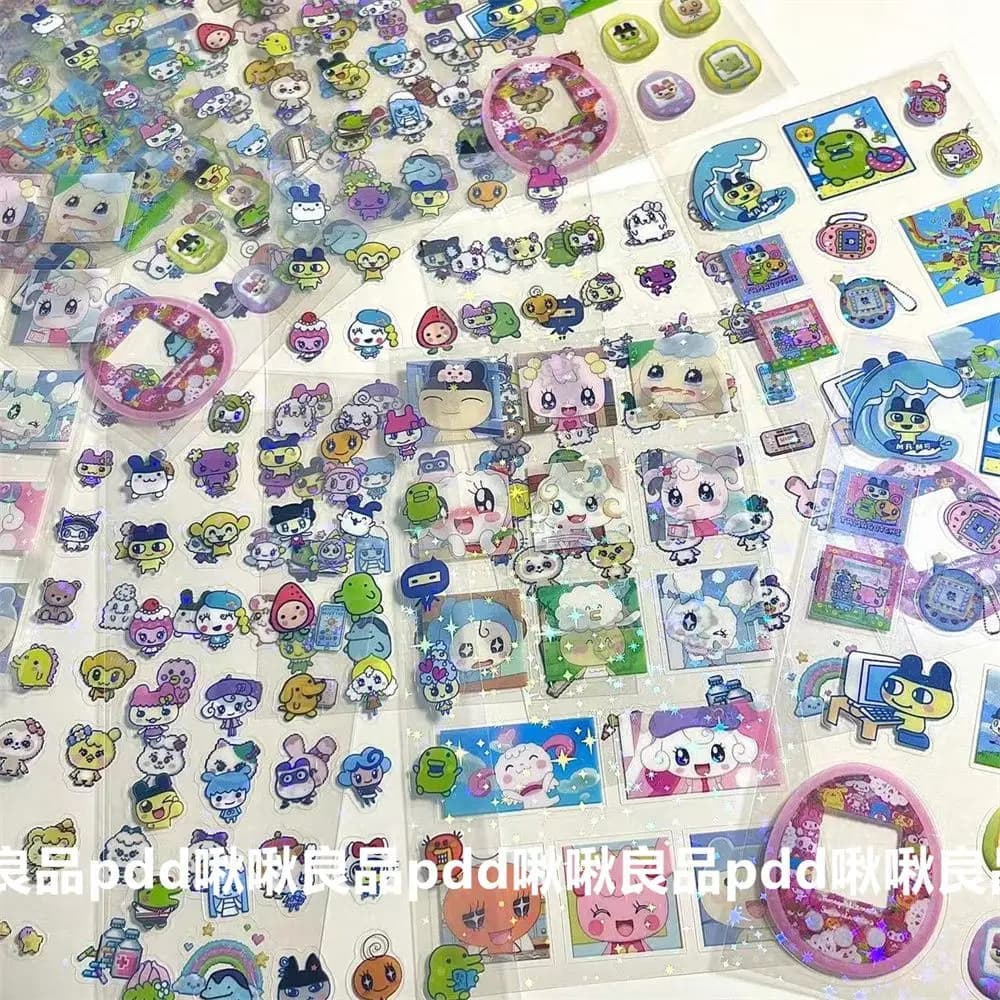 Kawaii Tamagotchi Ripetitive Laser Flash Pellicola Adesivi Cartoon Custodie per cellulari trasparenti Notebook Adesivi decorativi fai da te Regali
