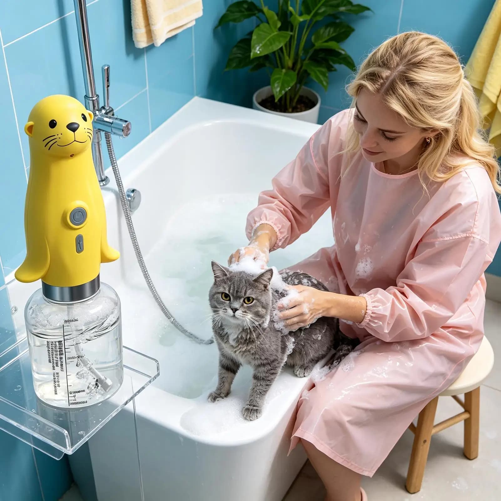 Dog Shampoo Dispenser 350ml Rechargeable Portable Automatic Cat Soap Dispenser Machine For Puppy Kitten Shower Bathing Grooming