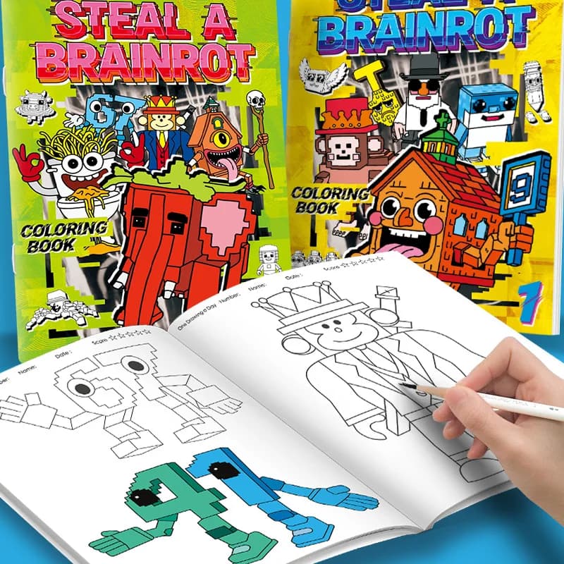 Steal a Brainrot Coloring Books Sketchbook School Colors Painting Art Supplies 67 House 9 Job Drawing Books Gifts Set Girl Toys