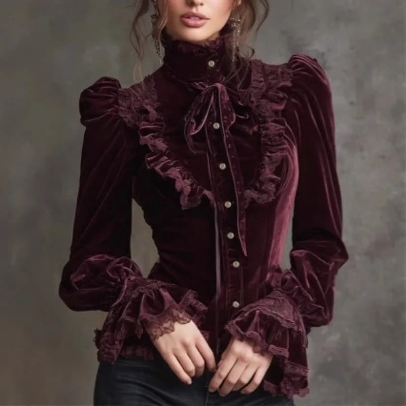 Gothic Loose Dress Velvet Vintage Long Sleeve Shirt