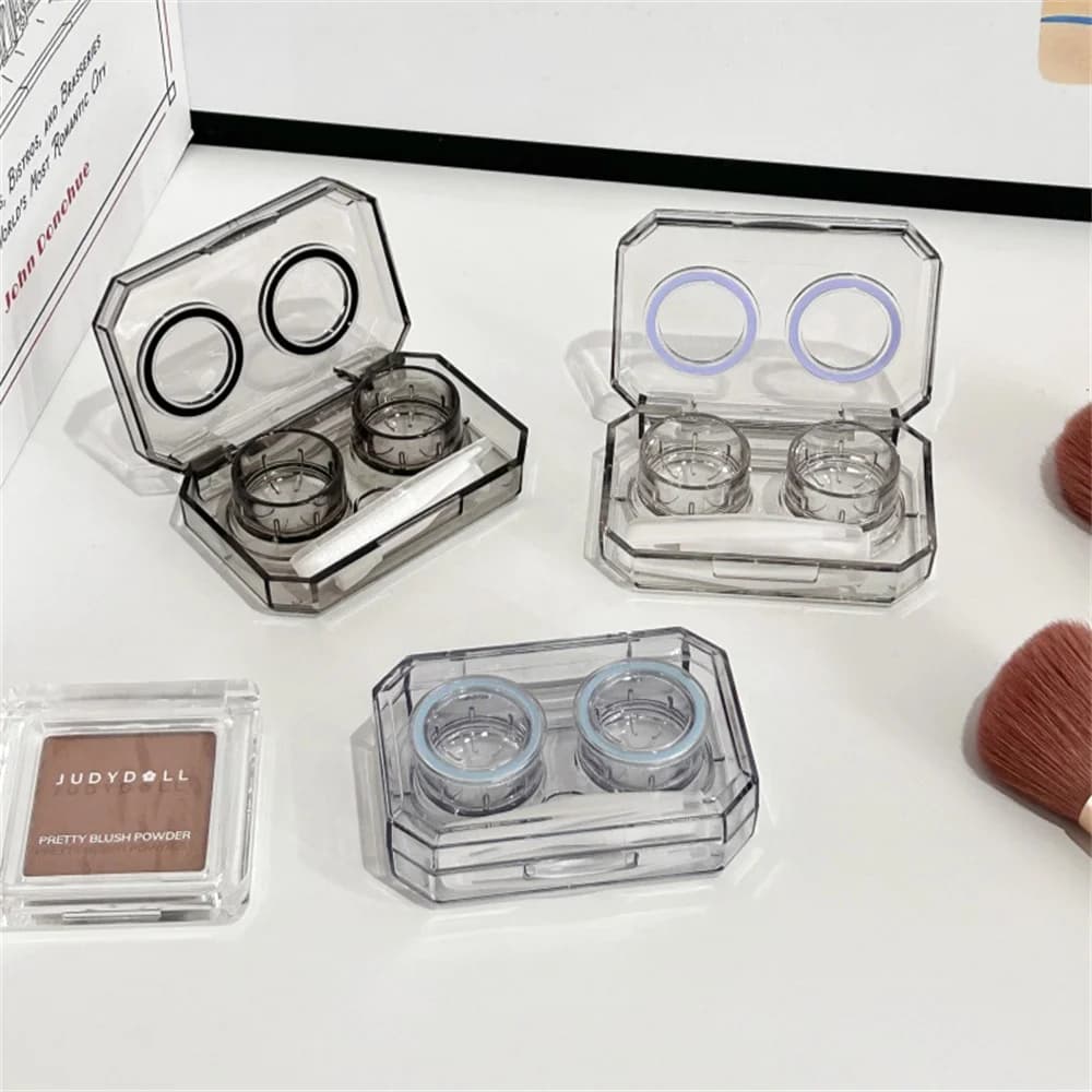 Transparent, portable, minimalist contact lenses, easy to open, without screw cover, leakproof, transparent, for travel, for women