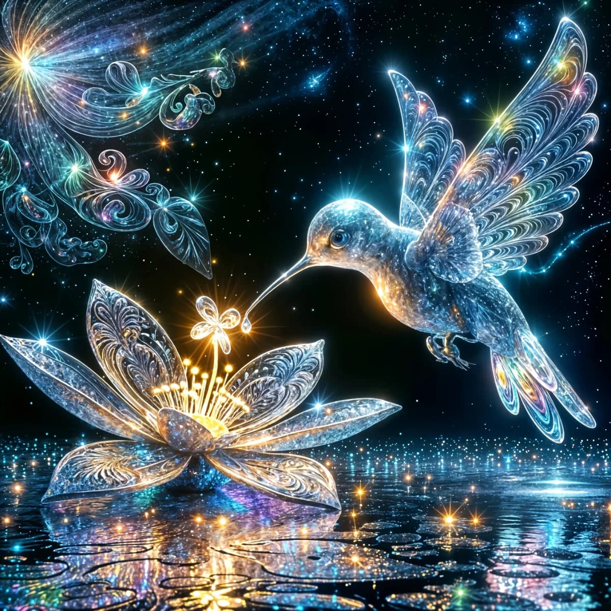 A set of 5D diamond paintings with hummingbird and flower patterns, complete diamond acrylic DIY art craftsmanship, round diamon