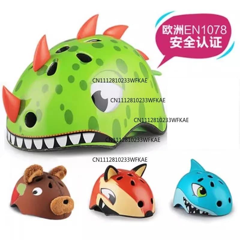 Children's balance bike sports roller skating protective gear hard hat riding helmet 3D dinosaur shark helmet