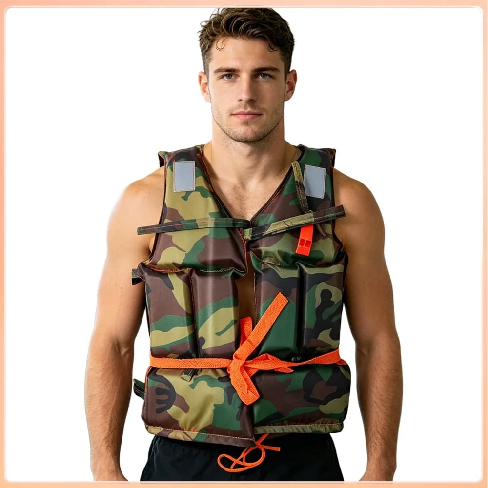 Oxford Fabric Swimming Jacket Wear- Water Sports Survival Vest Tear- Fishing Life Jackets for Skiing Driving
