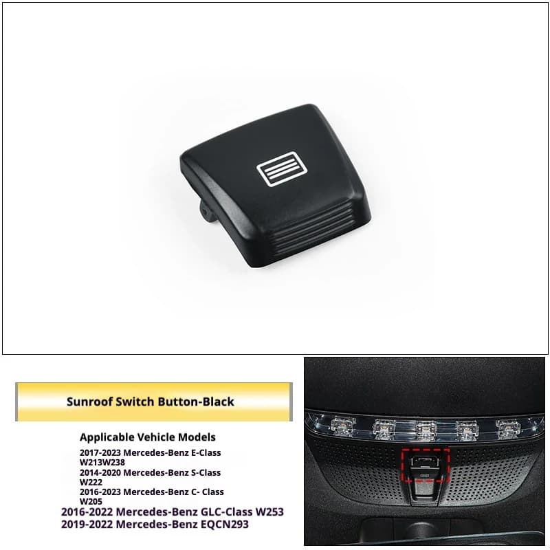 Sunroof Window Control Switch Button Cover for Mercedes-Benz W213 W253 W205 W222 W238 EQC Car Interior Accessories (Black)