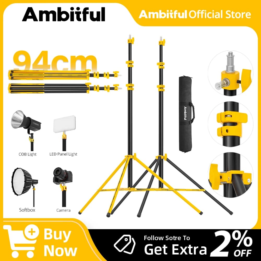 NUOVO AMBITFUL GM280Y Supporto per luce ammortizzato ad aria 280 cm 10 kg Carico pesante Supporto per luce da studio professionale Treppiedi Softbox per fotocamera