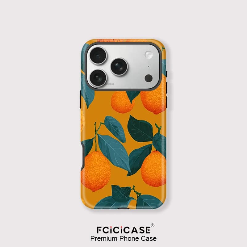 Custodia per telefono Fcicicase per iPhone 17 16 15 14 13 12 11 Pro Max Plus Air, lussuosa con motivo arancione, compatibile con MagSafe, cover magnetica opaca