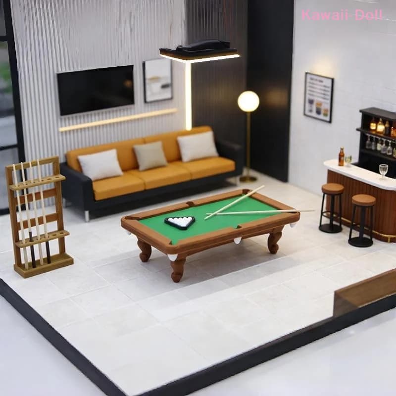 [DO] 1 Set 1:12 Modellino Mini Biliardo per Casa delle Bambole con Portastecche, Kit Tavolo da Biliardo, Accessorio per Gioco di Ruolo e Decorazione Diorama[DO]