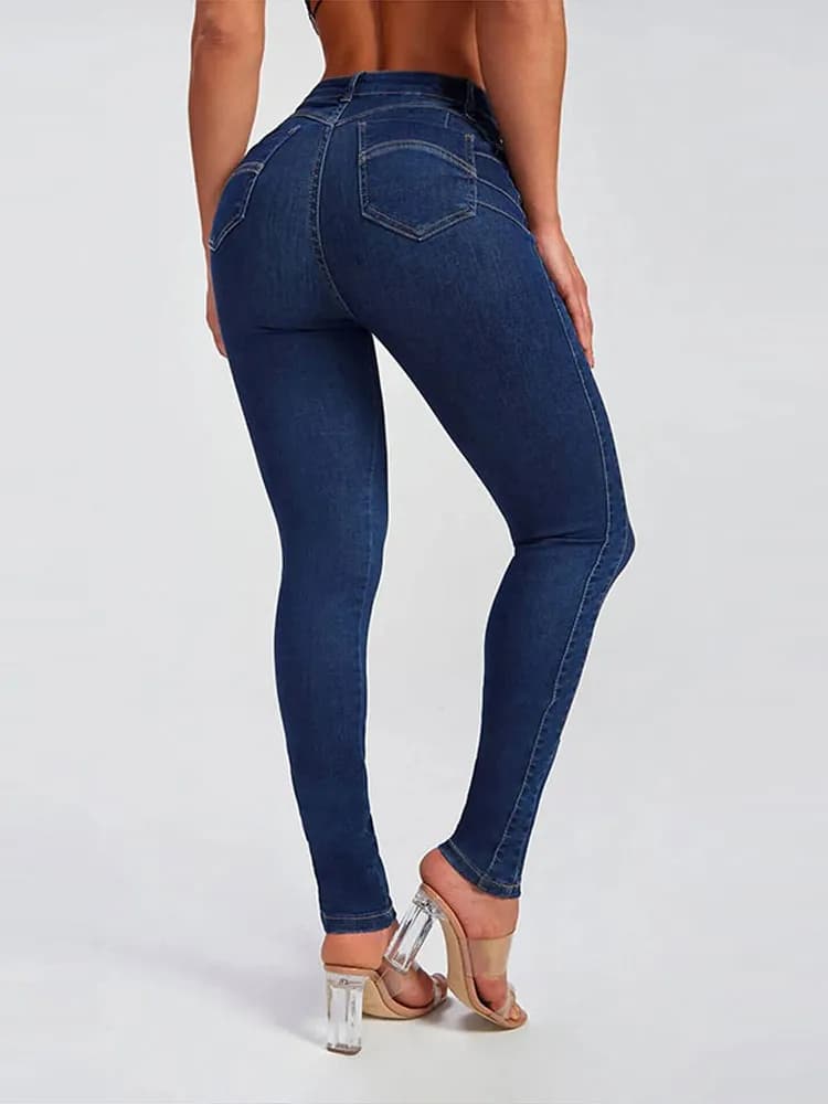 Leggings Jean Long Pants Women Blue Pencil Denim Trousers Woman Tight Fitting Pockets Ladies Jeans 2026 Hip Package Trouser