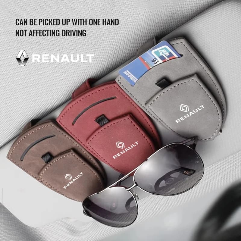 Portaocchiali da sole per auto, clip per occhiali, carte e biglietti per Renault Clio Koleos Megane Espace QM6 Kadjar Captur Scenic, con portachiavi