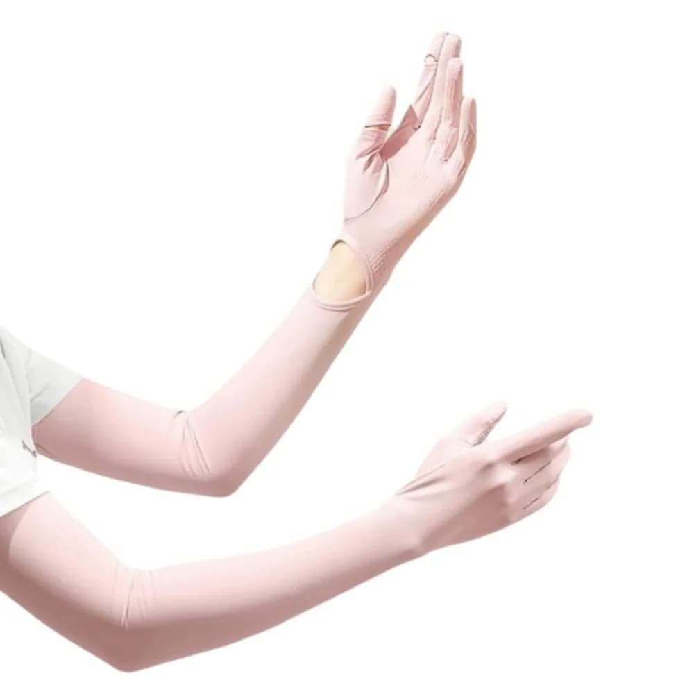 Fashionable, non-slip, long sleeved gloves, with sunscreen, absorbent, refreshing, for summer, for cycling