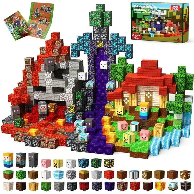 100-300pcs Magnetic Tiles Building Blocks Set,My World Figures Bricks, STEM Educational Toys for Kids Ages 3-10,Boys Girls Gifts