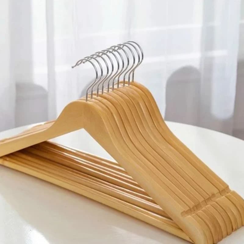 5pcs Wooden Hangers for Clothes Solid Wood Coat Hanger Home Garment Hooks Wooden Clothes Rack Wardrobe Organizer Durable Fashion