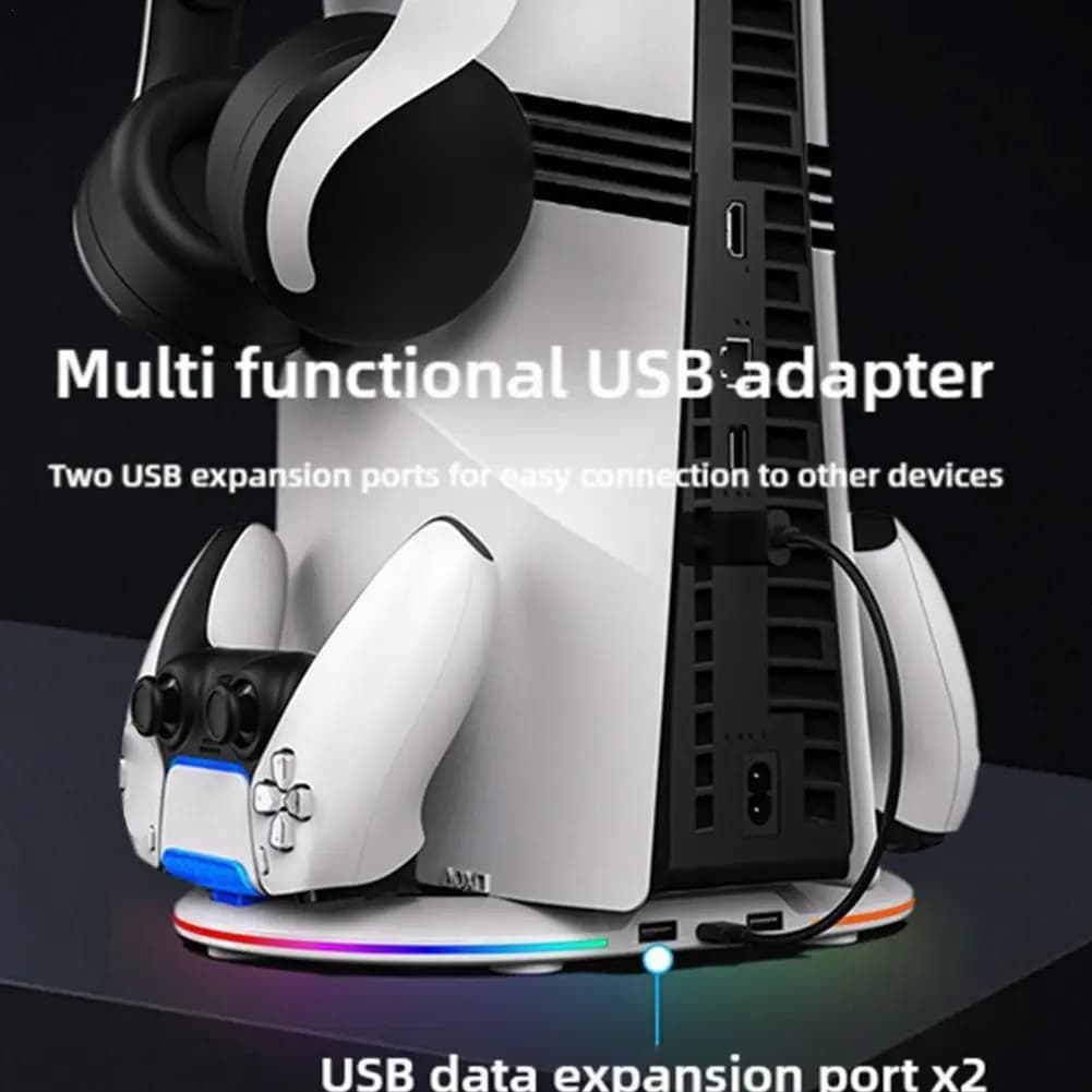 Supporto di raffreddamento verticale con luce RGB per console PS5 Slim / Pro Base antiscivolo Staffa di supporto Accessori da gioco